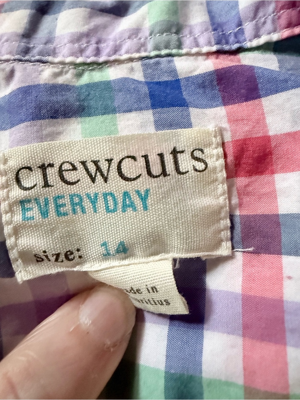 J Crew kids Crewcuts Pastel Plaid Cotton Button-Down Shirt